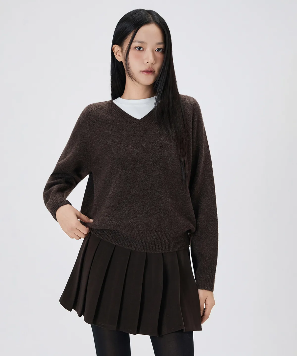 세미오버핏 V넥 풀오버 RE KAFT59T_MIWKAG10QT